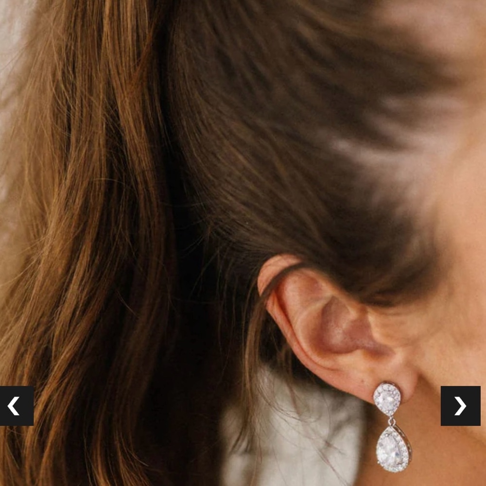 UNTAMED PETALS BY AMANDA JUDGE White Crystal Drop Earrings